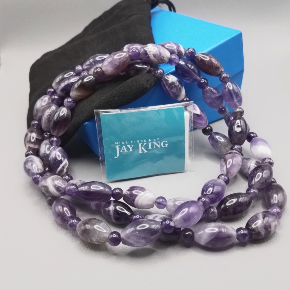 Jay King Purple Stone Necklace Oval beaded